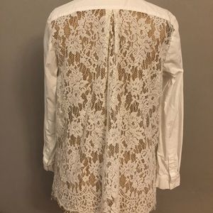 French Connection Lace and Cotton Button Down Shirt - size 10